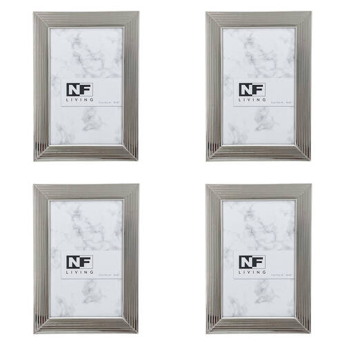 4PK NF Living ChromeCrest Photo Frames 4x6 Modern Design Metal Silver