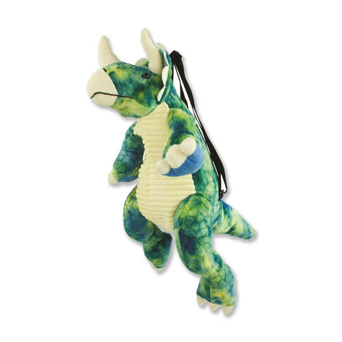 Johnco Patch Triceratops Dinosaur Plush Backpack 3y+ Green