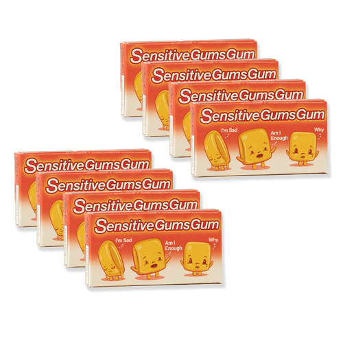 8x 8pc Blue Q Sensitive Gums Flavoured Chewing Gum Fruit