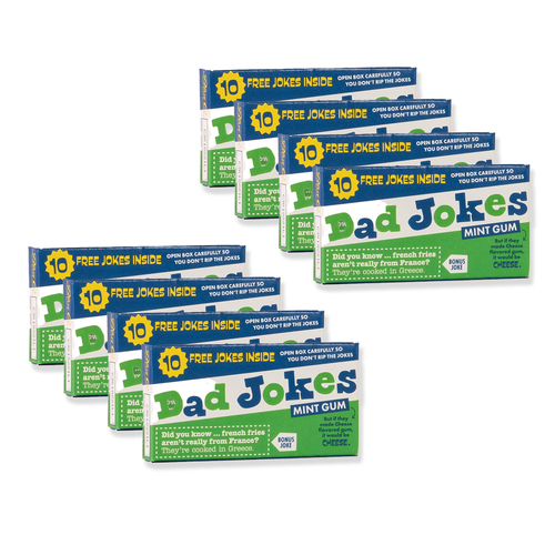 8x 8pc Blue Q Dad Jokes Flavoured Chewing Gum Mint Confectionery