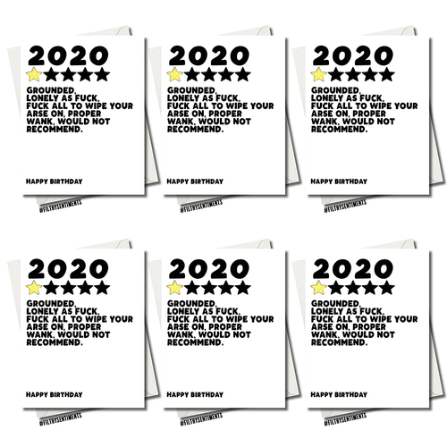 6PK Filthy Sentiments A5 1 Star Rating 2020 Card w/ Envelope