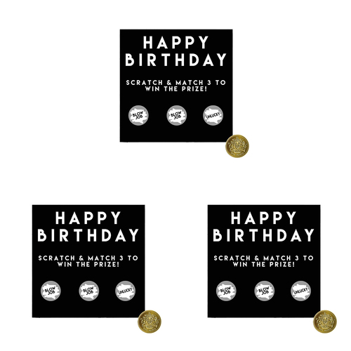 3PK Filthy Sentiments Happy Birthday Bl*wjob Scratch Card w/ Envelope 14x14cm