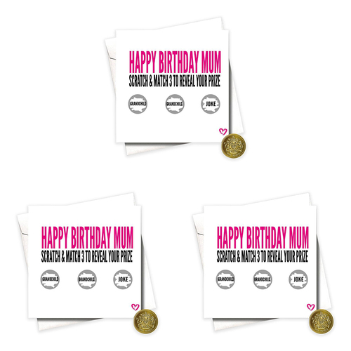 3PK Filthy Sentiments Birthday Mum Scratch Card w/ Envelope 14x14cm