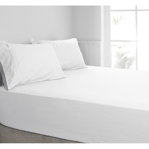 Algodon Single Bed Combo Fitted Sheet Set 300TC Cotton White