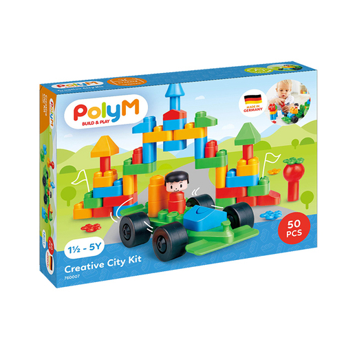 49pc Poly M Creative City Kit Soft Flexible Kids Toy 18m+