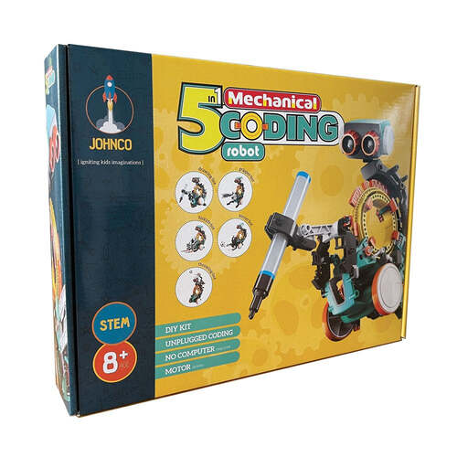 Johnco 5-in-1 Mechanical Coding Robot Kids Learning Toy 8y+