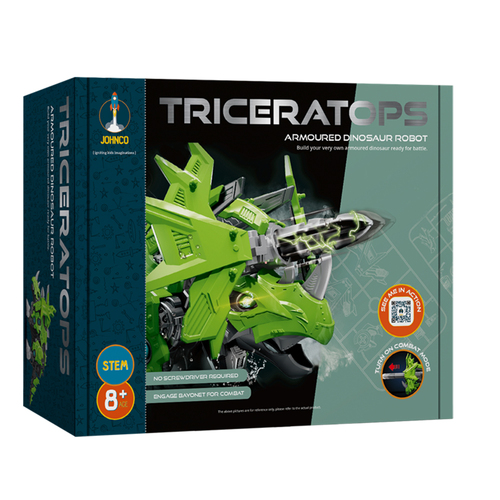 Johnco Triceratops Armoured Dinosaur Robot STEM Building Toy Kit 8y+