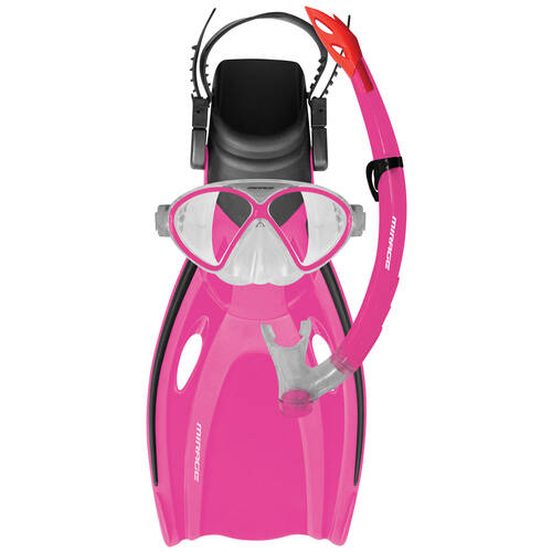 4pc Mirage Comet Junior Snorkelling Mask/Snorkel/Fins Set Large Pink