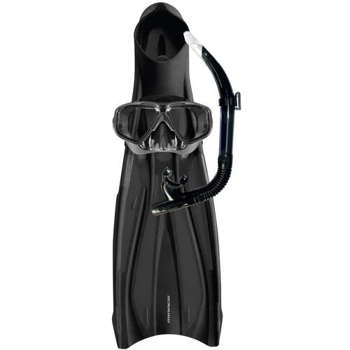 4pc Mirage Barracuda Snorkelling Mask/Snorkel/Fins Set Medium Black