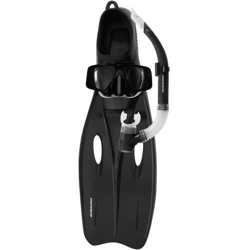 4pc Mirage Challenger Snorkelling Mask/Snorkel/Fins Set XL Black