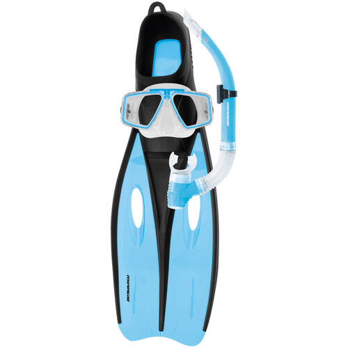 4pc Mirage Challenger Snorkelling Mask/Snorkel/Fins Set XL Sky Blue