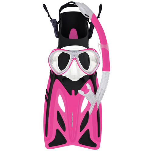 4pc Mirage Crystal Junior Snorkelling Mask/Snorkel/Fins Set L/XL Pink