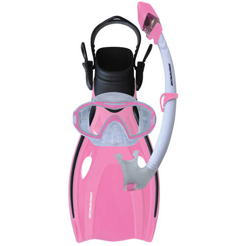Mirage Horizon Dry Silicone Junior Snorkelling Mask/Snorkel/Fins Set S/M Pink
