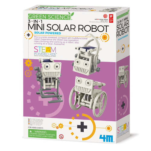 4M Eco Engineering 3-in-1 Mini Solar Powered Robot Kids Toy 8+