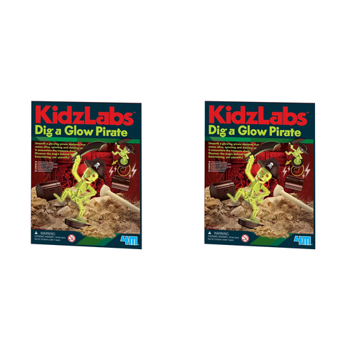 2PK 4M KidzLabs Dig A Glow Pirate Magnet Pirate Skeleton 5y+