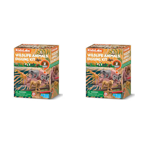 2PK 4M Kidzlabs Wildlife Animal Digging Kit STEM Toy Kids 5y+