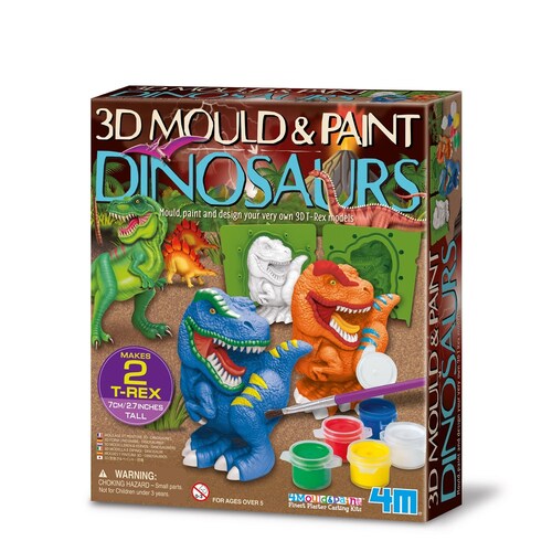4M 3D Mould & Paint 7cm Dinosaurs Craft/Art T-Rex Colouring Kids 5y+