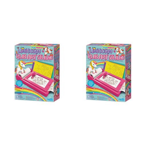 2PK 4M KidzMaker Unicorn Rub Art Studio Kids Craft Kit 4y+