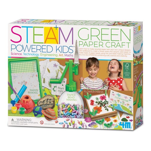 4M Steam Powered Kids Green Paper Craft Kids Toy 5y+