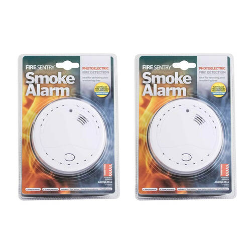 2PK Family First Fire Sentry Photoelectric Smoke Alarm 9V Bedroom Living Room