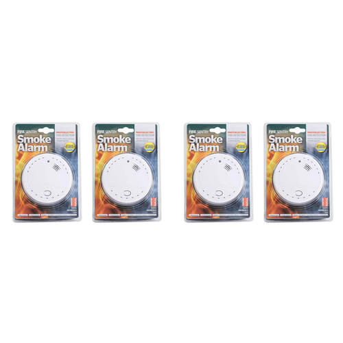 4PK Family First Fire Sentry Photoelectric Smoke Alarm 9V Bedroom Living Room