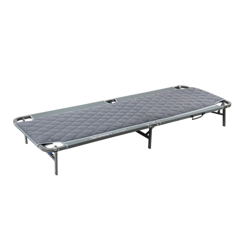 Quest 203cm Steel Flat Fold Bed w/ Carry Bag - Grey