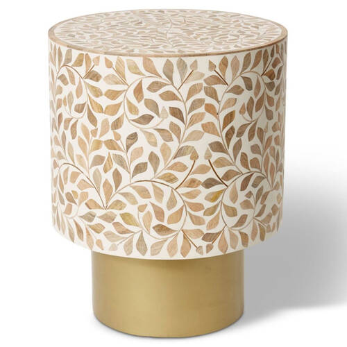 E Style Kartik Metal/Wood Side Table 38x45cm - Natural