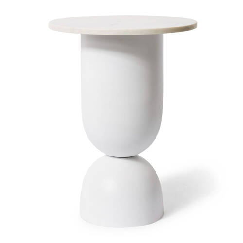E Style Jax Marble/Iron Side Table 46x56cm - White
