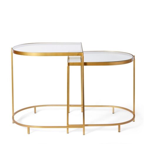 E Style Zula 60cm Iron/Glass Side Table - Gold