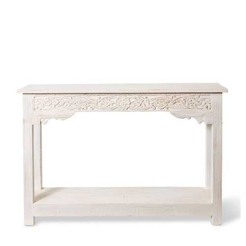 E Style Zankhana 132x86cm Mango Wood Console Table Rectangle - White