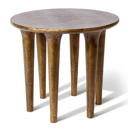 E Style Kamotho Side Table Aluminium Furniture 56x47cm Antique Gold