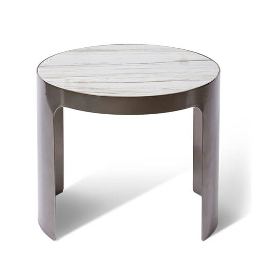 E Style Sena Coffee Table Tall Mild Steel/Marble 55x45cm Black White/Grey