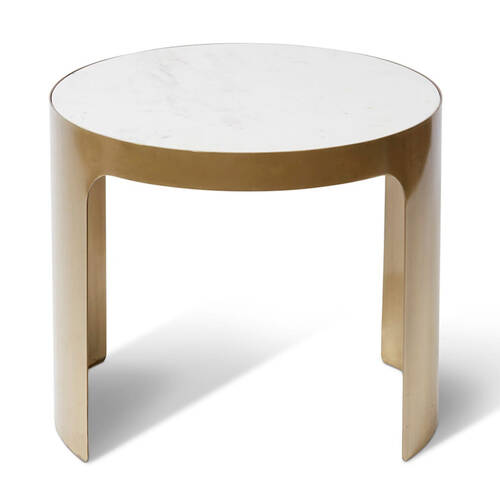 E Style Sena Coffee Table Tall Mild Steel/Marble Furniture 55x45cm White/Gold