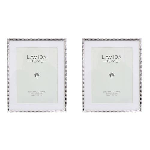 2PK LVD Iron/Glass 8x10 Picture/Photo Frame Deluxe Home Decor Silver