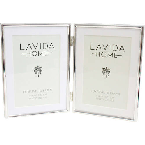 LVD Iron Glass Double Photo/Picture Frame 5x7 13.5x2.5x18.5cm Silver-Plated