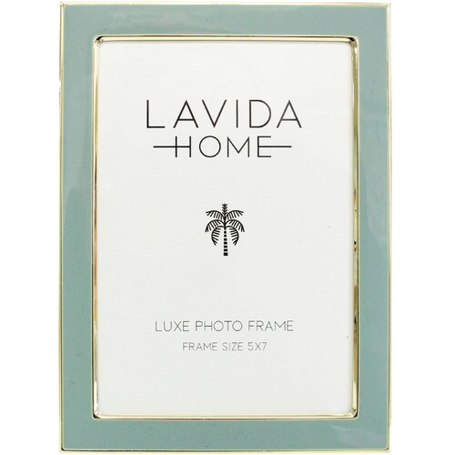 LVD Enamel Iron Glass Luxe 5x7" Photo Frame Display - Sage/Gold