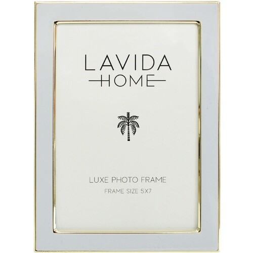 LVD Enamel Iron Glass Luxe 5x7" Photo Frame Display - Cloud/Gold