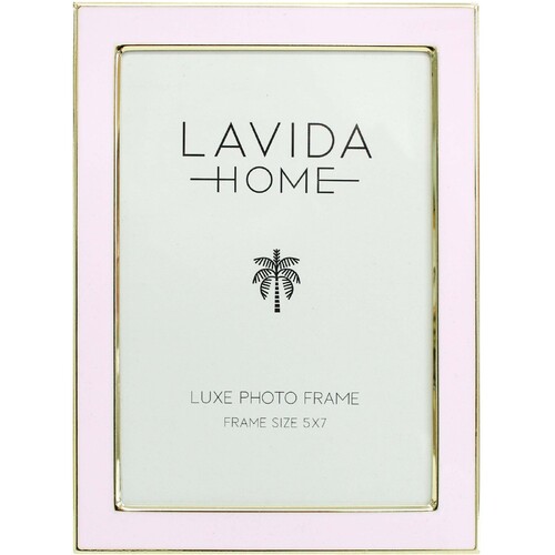 LVD Enamel Iron Glass Luxe 5x7" Photo Frame Display - Blush/Gold