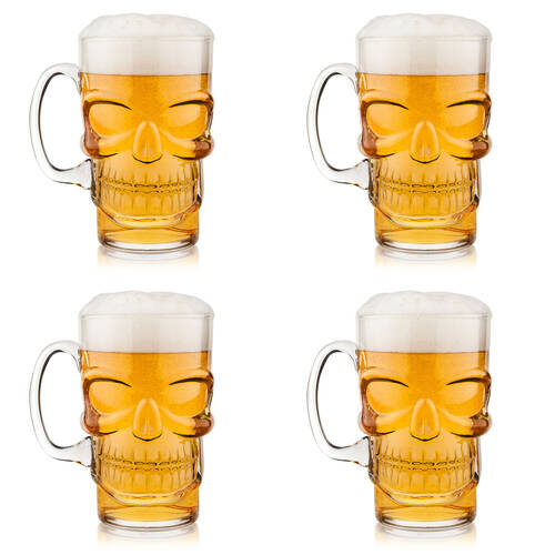 4PK Winex Glass Skull Beer Mug Drinking Glassware Clear