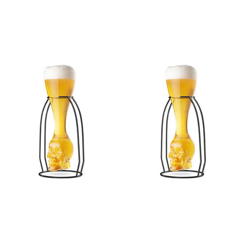 4pc Winex Brain Freeze Skull Glass & Stand Barware Accessory 355ml