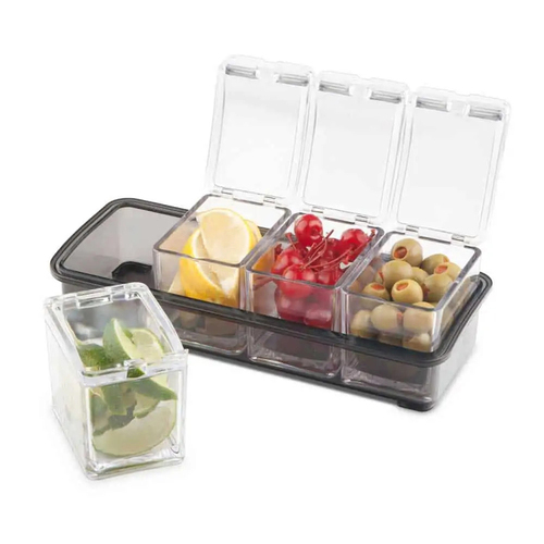 5pc Final Touch Garnish Bar Caddy Tray Container Clear