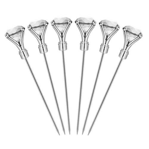 6pc Final Touch Reusable Diamond Cocktail Picks 21cm - Clear