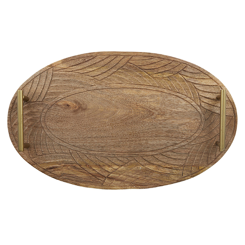 Coast To Coast Home 55cm Naya Wood Oval Tray Natural