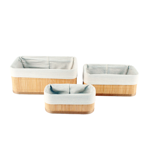 3pc Maine & Crawford Kalib 20/25/30cm Storage Baskets w/ Lining - Natural