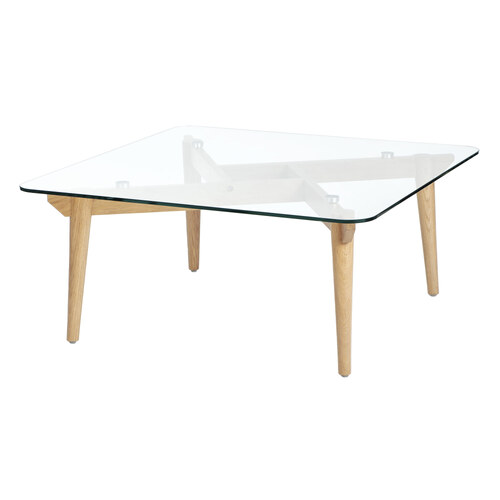 Cooper & Co. Rivoli Glass/Wooden Coffee Table For Lounge Room 80x35cm