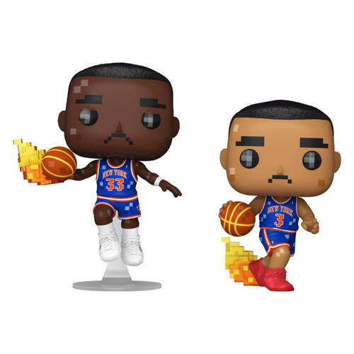 2pc NBA JAM Knicks Patrick Ewing & John Starks 8-Bit Pop Vinyl 4in
