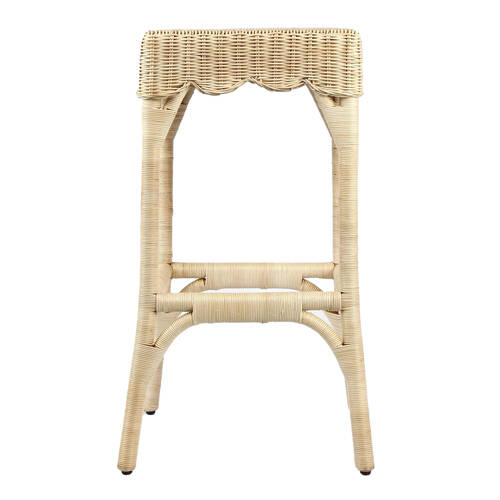 Belle Rattan Bar Stool Outdoor Undercover Seat 43x65cm - Natural