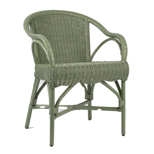 Belle Rattan Woven Indoor Scallop-Edge Armchair 61x80cm - Green