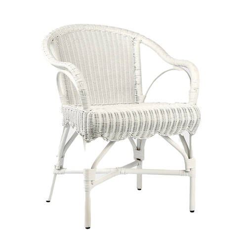 Belle Rattan Woven Indoor Scallop-Edge Armchair 61x80cm - White