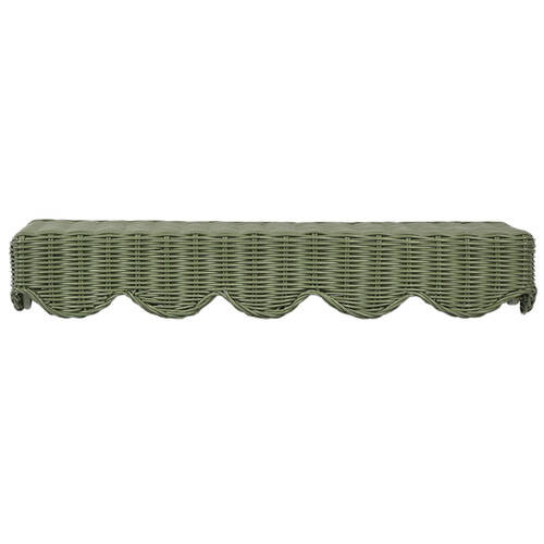 Belle Rattan Woven Hanging Wall Shelf 60x25cm - Green